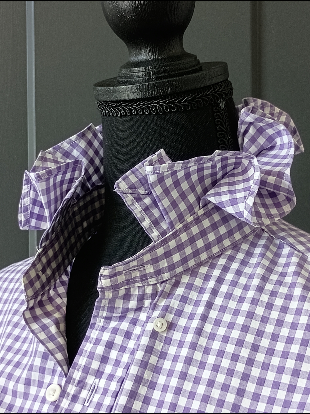 Upcycled Women's Ralph Lauren Ruffled Collar Shirt #051 - Picture 2 of 10